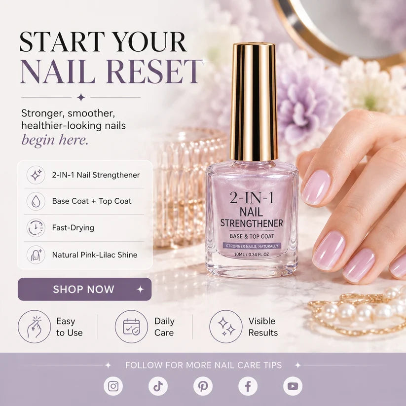 🔥Last Day Buy 1 Get 1 Free $ 9.99 Each🔥✨Lilac Glossy Mirror Nail Strengthener