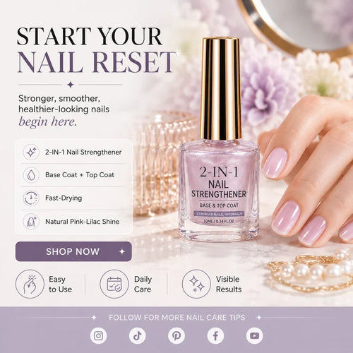 🔥Last Day Buy 1 Get 1 Free $ 9.99 Each🔥✨Lilac Glossy Mirror Nail Strengthener